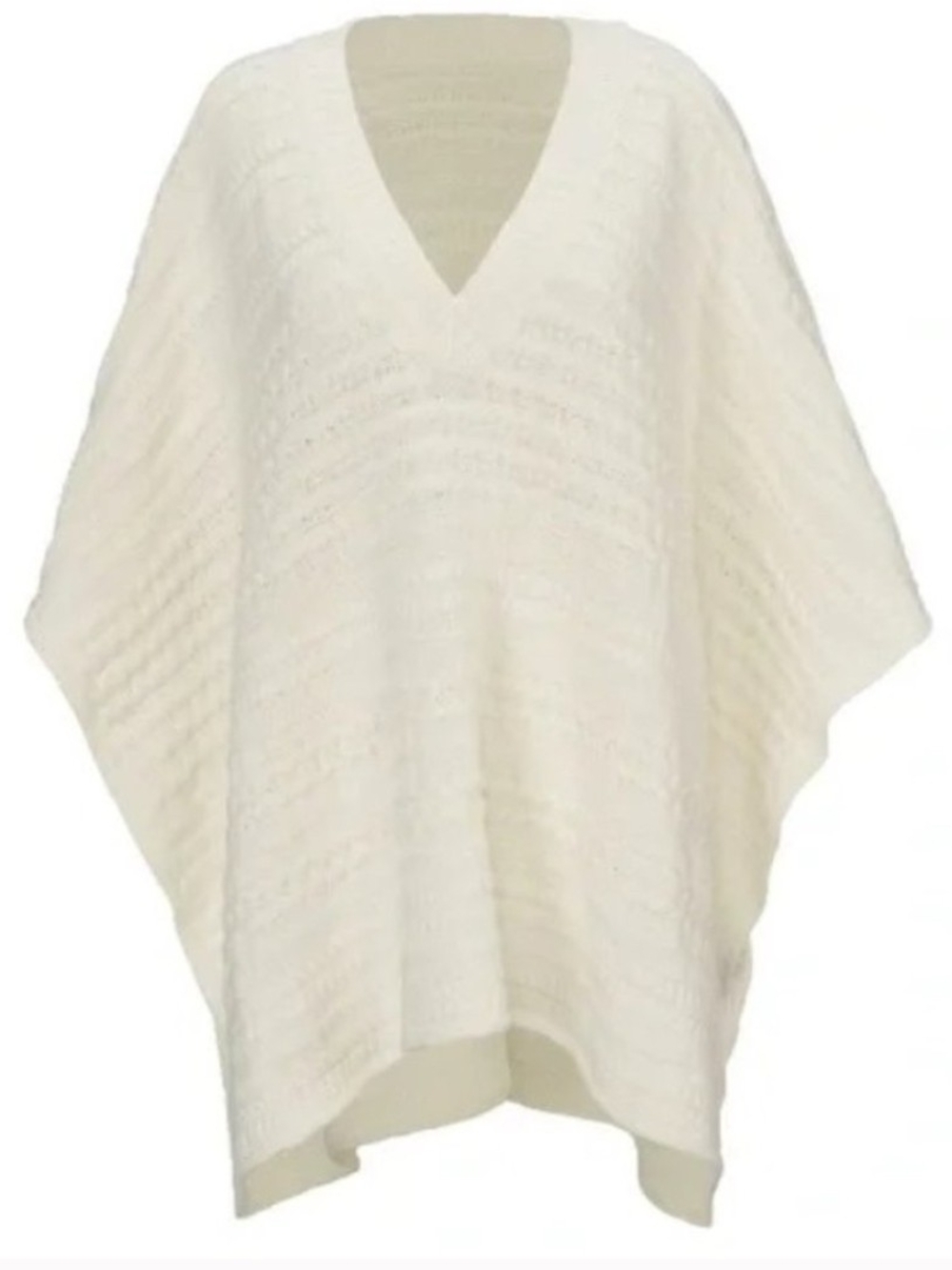 CAbi Women’s Cream V-Neck Knit Poncho Sweater